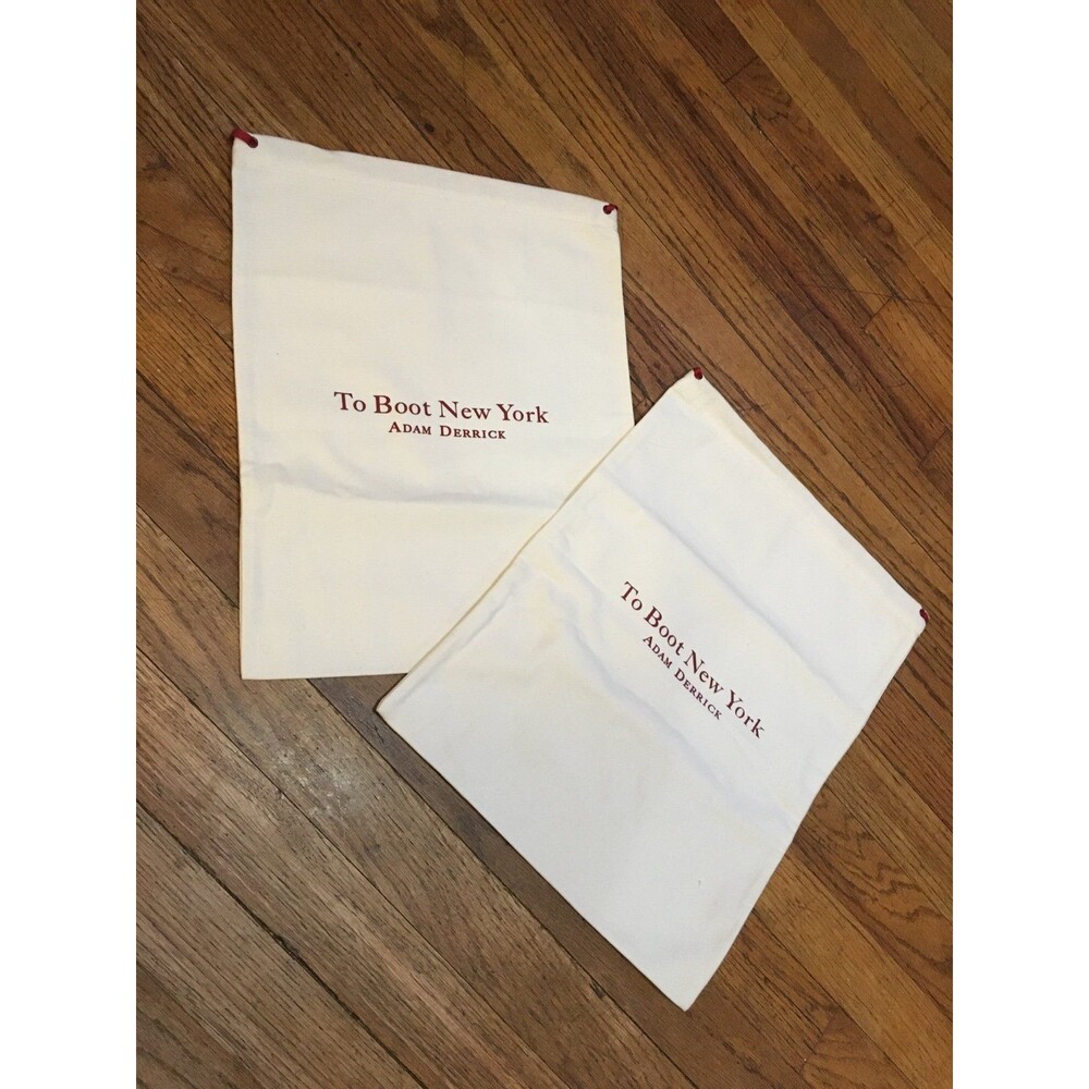 To Boot New York TWO (2) dustbags Dust Bag White Drawstring NEW 12” x 14”